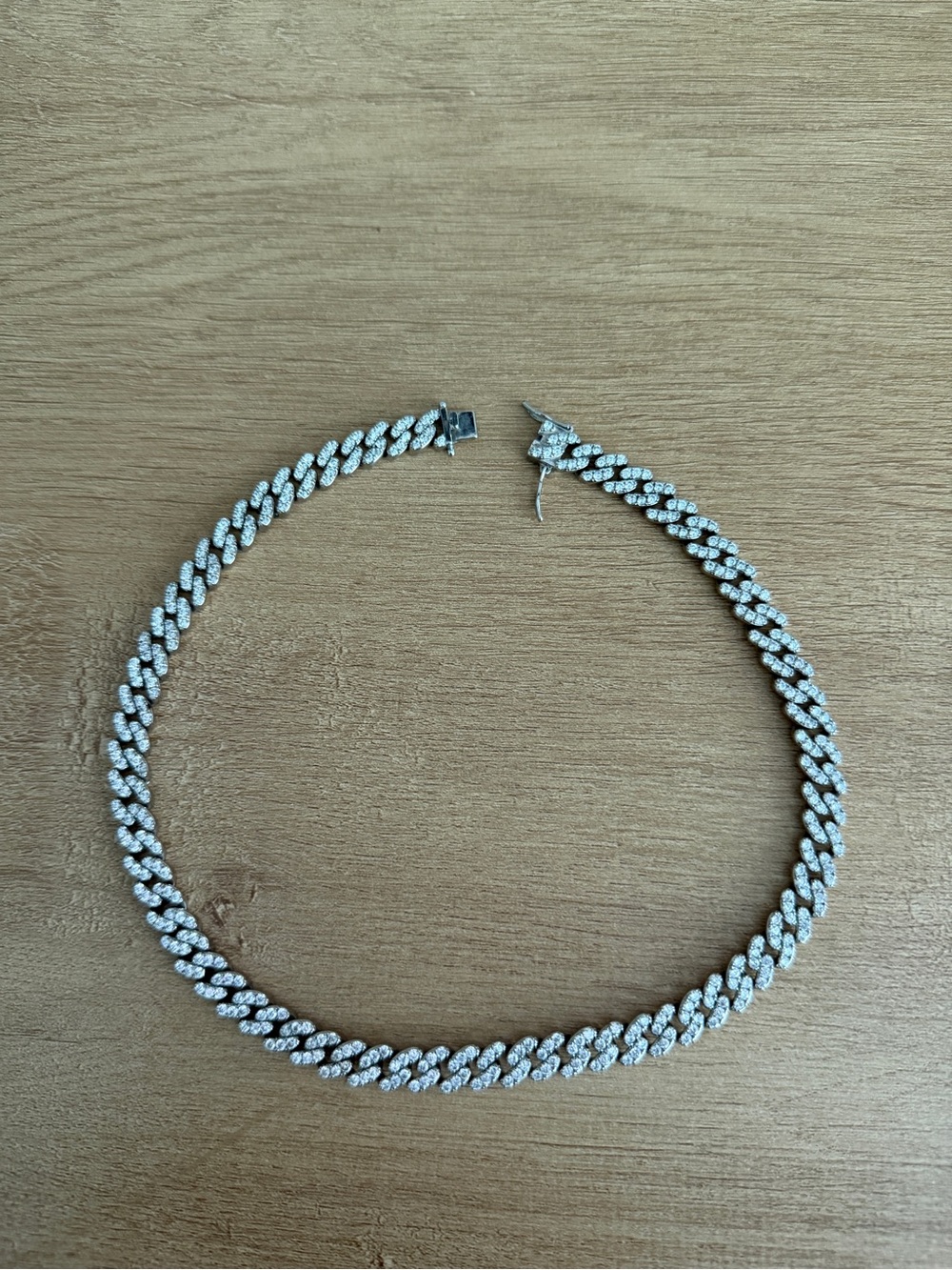Silver-Tone Pave Cuban Link Necklace - Elegant Sparkle